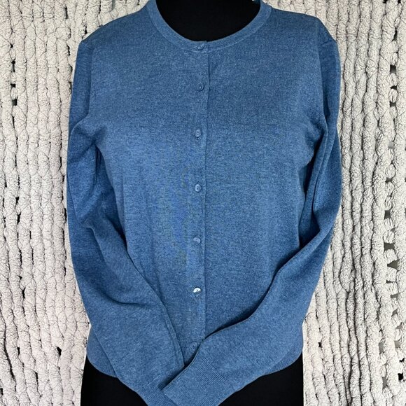 2 H&M Fine Knit Crewneck Cardigans Navy Blue & Medium Blue SIze M - Picture 16 of 16